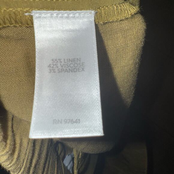 J. Jill Olive Green Linen Blend Cropped Capri Wide Leg Pull-On Pants Size XLP - Picture 7 of 8
